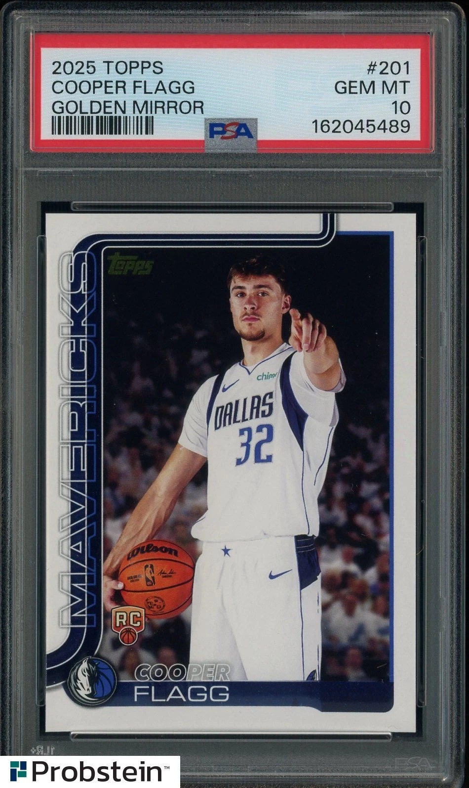 2025-26 Topps Golden Mirror #201 Cooper Flagg Mavericks RC Rookie SSP PSA 10 — $6,126, 118 bids, ending today on eBay