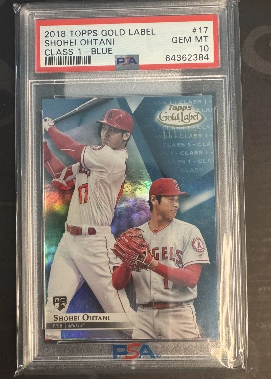 2018 Topps Gold Label Shohei Ohtani Class 1 RC Rookie Blue #/150 PSA 10 Dodgers — $6,400, 81 bids, ending today on eBay