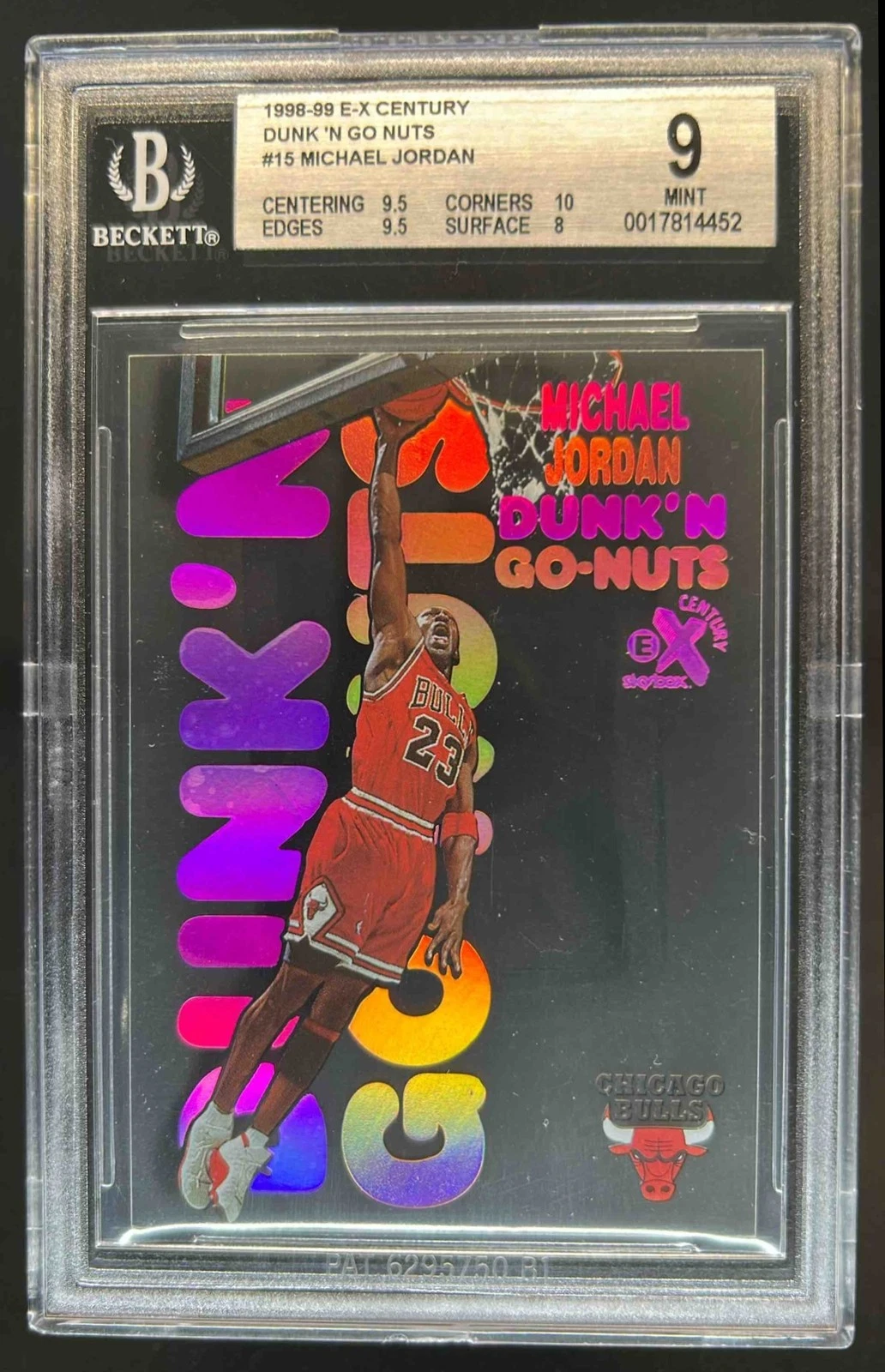 1998-99 Skybox x E-X Century Michael Jordan Dunk'N Go Nuts #15DG Bulls BGS 9 — $17,900, 99 bids, ending today on eBay
