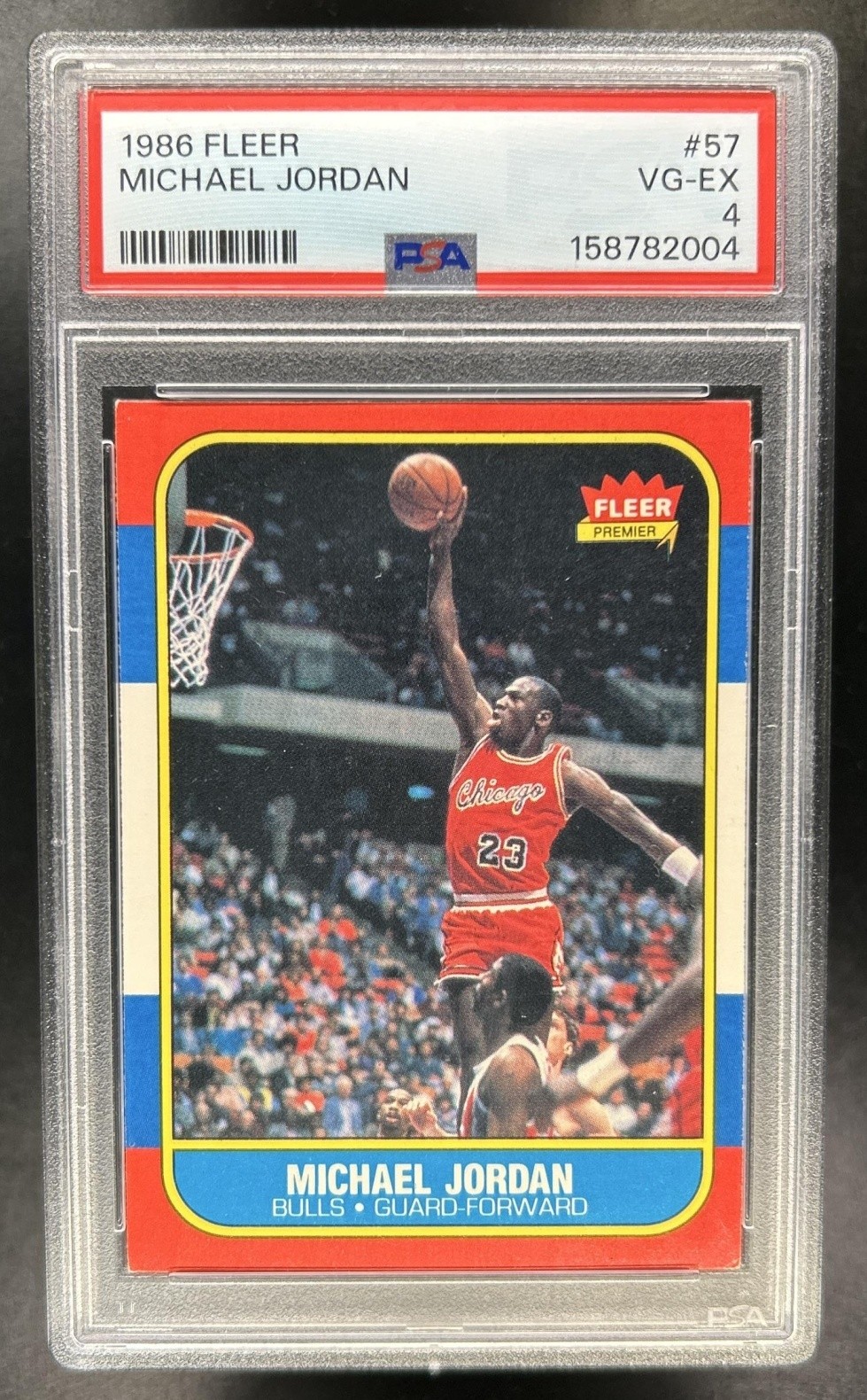 1986-87 Fleer Michael Jordan Rookie RC #57 Bulls PSA 4 — sold for $8,100 on eBay