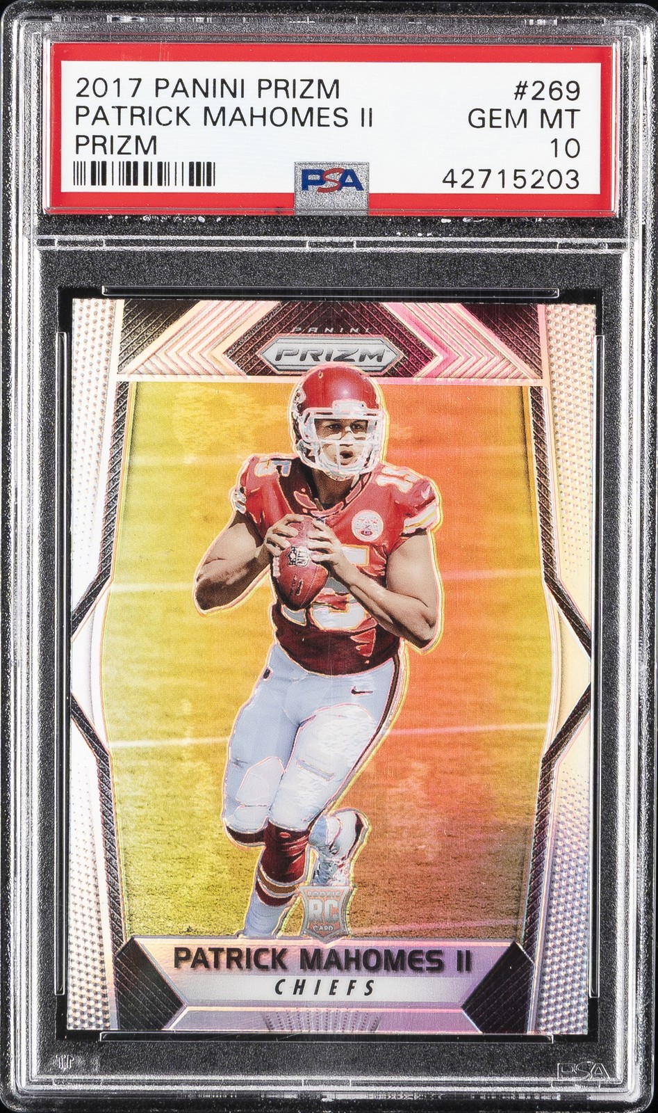 2017 PANINI PRIZM PRIZM #269 PATRICK MAHOMES II ROOKIE RC PSA 10 — sold for $6,900 on eBay