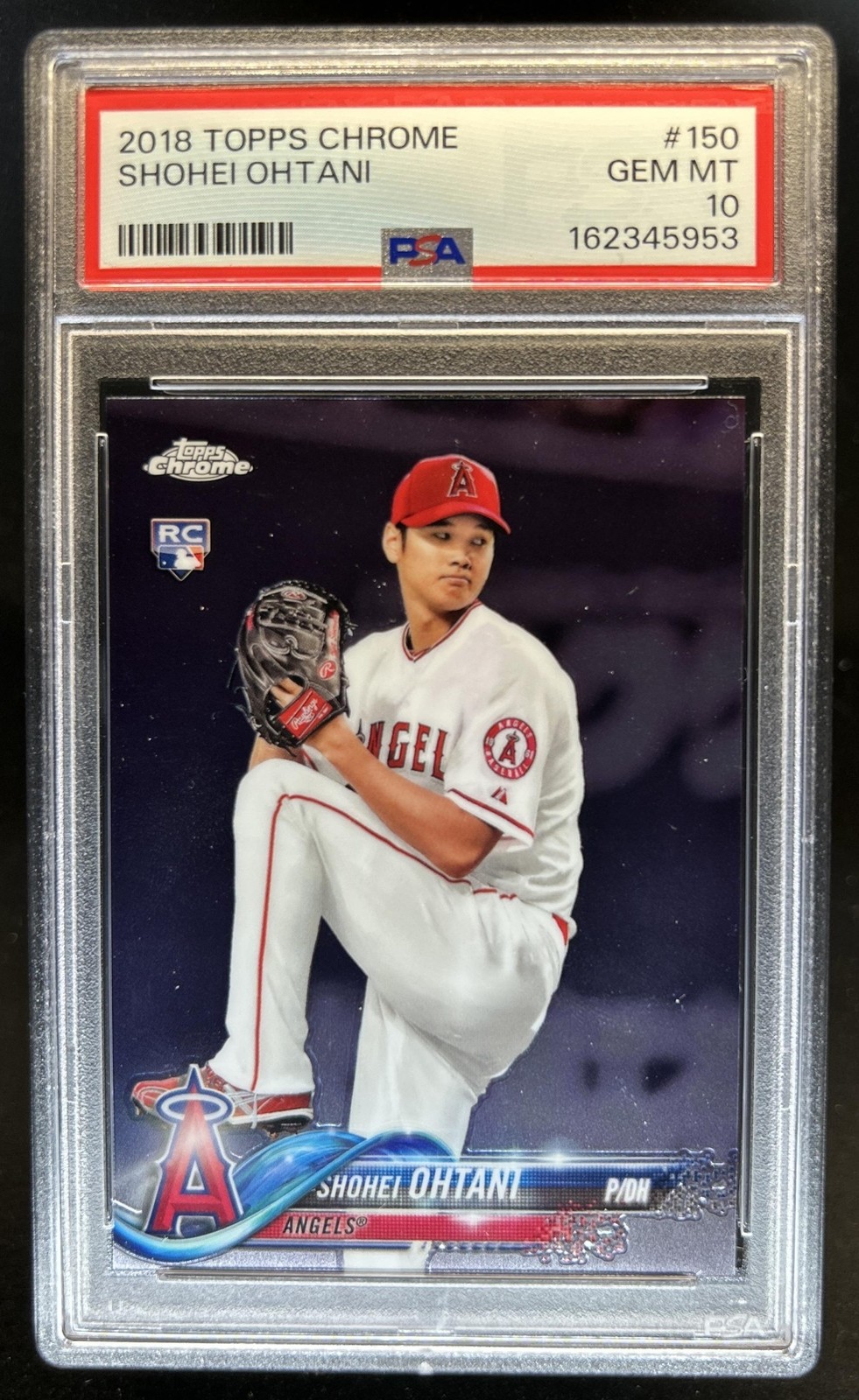 2018 Topps Chrome Shohei Ohtani rookie card #150, PSA 10, sold for $1,725 on eBay