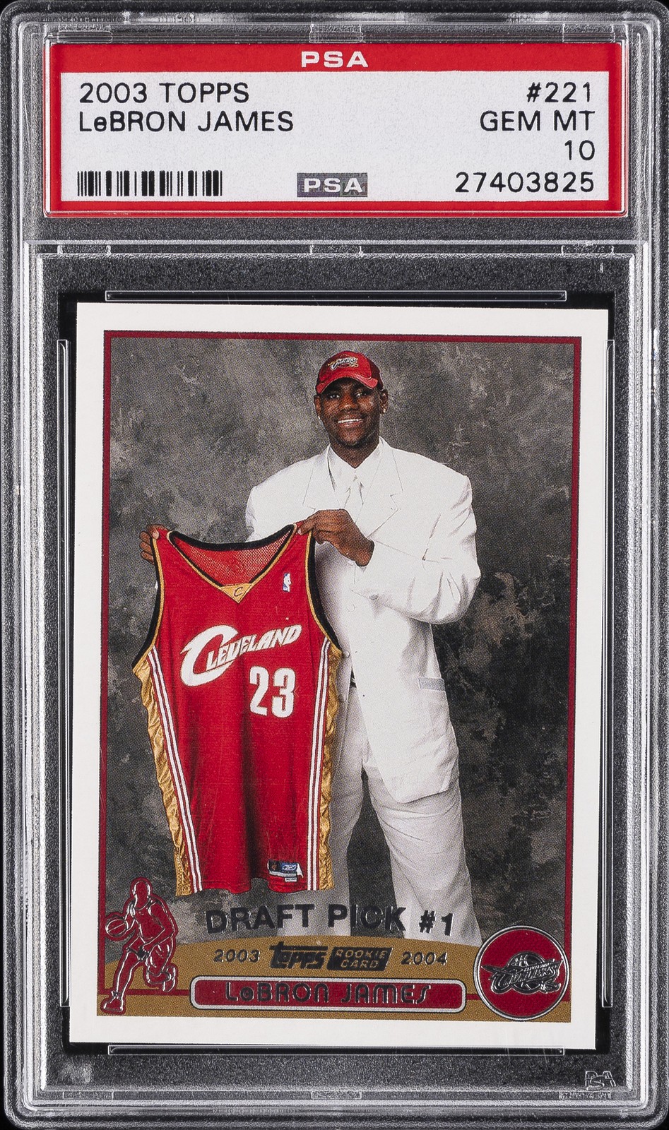 2003 Topps #221 LeBron James rookie card, PSA 10, sold for $7,200 on eBay
