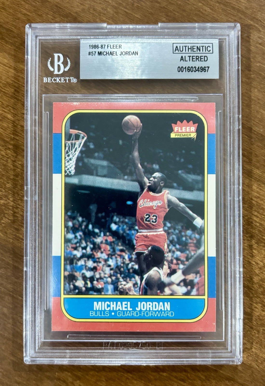 1986-87 Fleer #57 Michael Jordan rookie, Beckett AUTHENTIC ALTERED with no numeric grade — sold for $4,999.99 on eBay