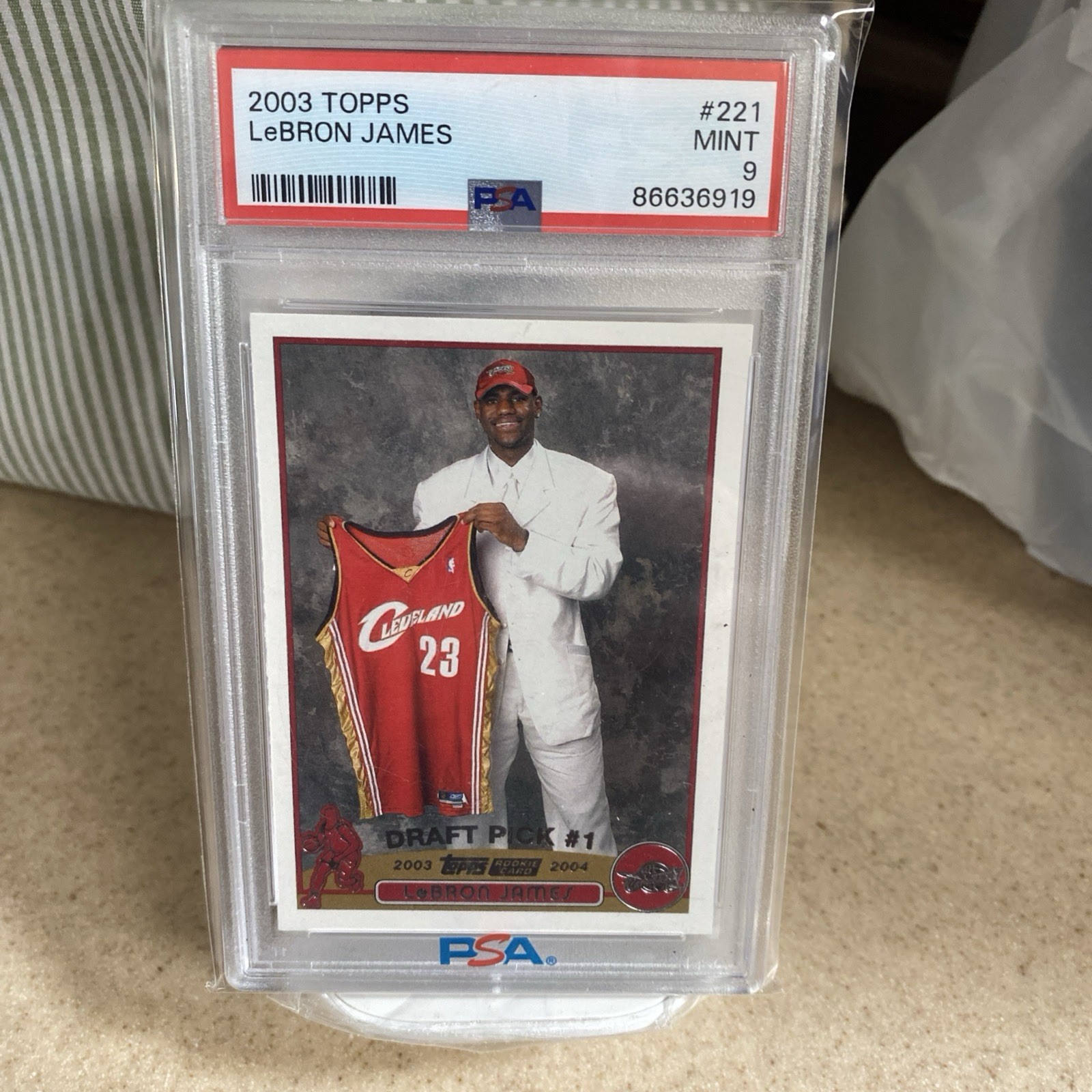 2003-04 Topps - Draft Pick LeBron James #221 (RC) PSA 9 — sold for $1,800 on eBay