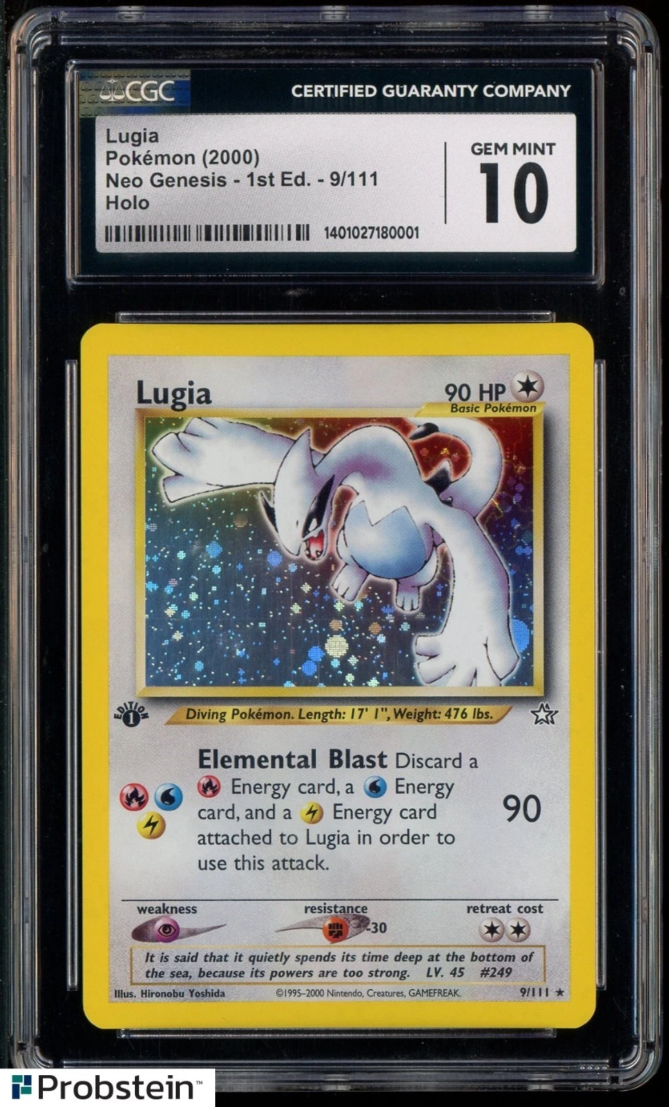 2000 Pokemon Neo Genesis 1st Edition #9/111 Lugia Holo CGC 10 GEM MINT — $15,100, 80 bids, ending today on eBay