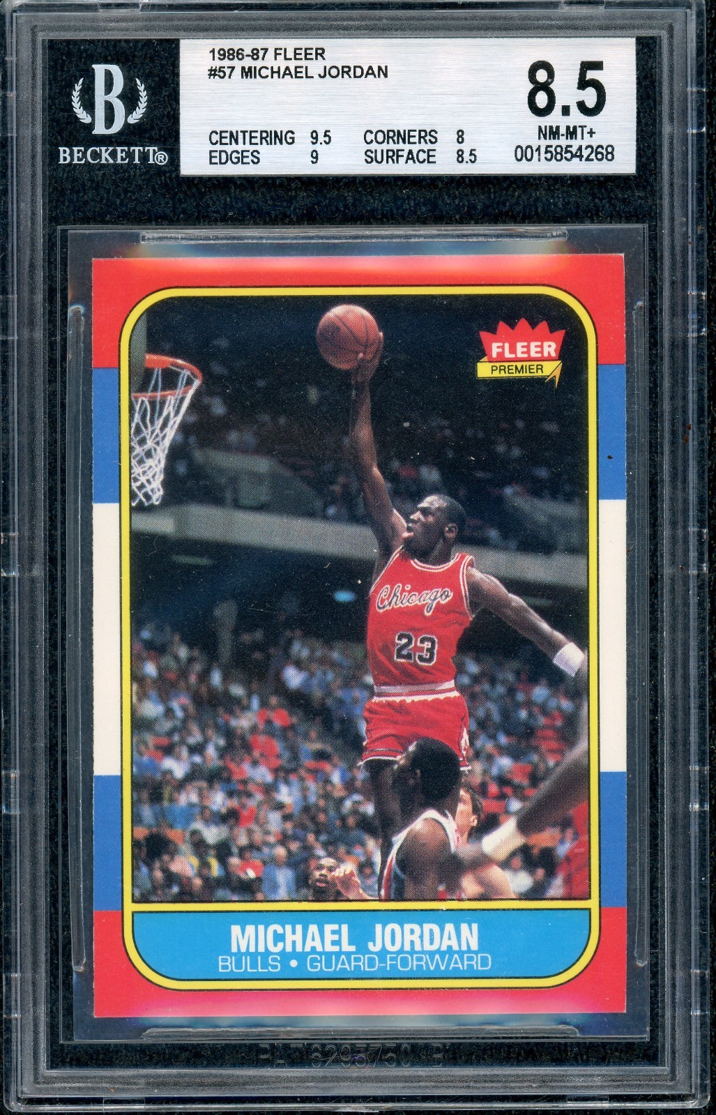 1986-87 Fleer Michael Jordan #57 rookie card graded BGS 8.5, sold for $15,500