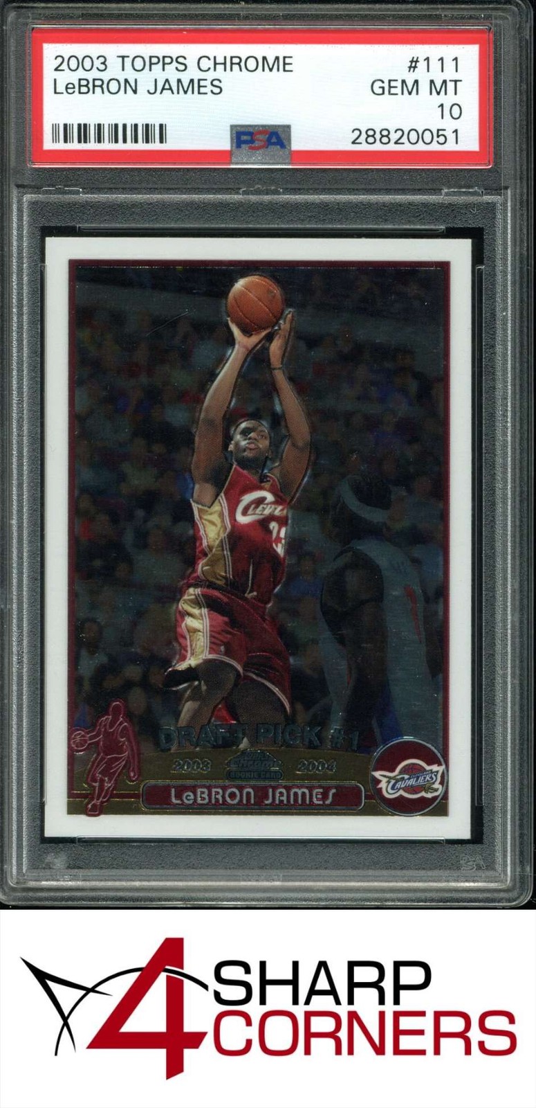 2003 Topps Chrome #111 LeBron James rookie card in a PSA 10 slab, sold for $16,100 on September 6, 2026