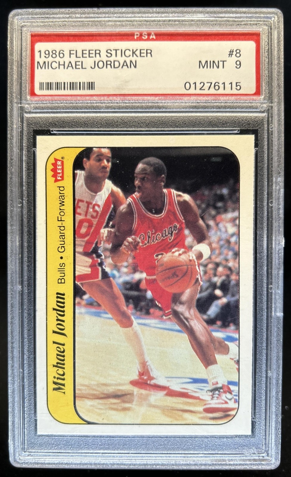 1986-87 Fleer Michael Jordan Stickers Rookie RC #8 Bulls PSA 9 — sold for $10,700 on eBay
