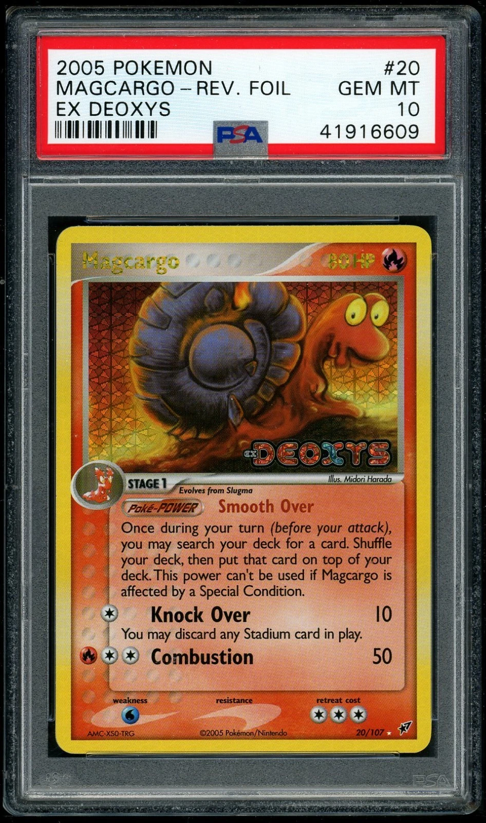 POKEMON MAGCARGO-REV.FOIL 2005 EX DEOXYS #20 PSA 10 — $9,100, 79 bids, ending today on eBay