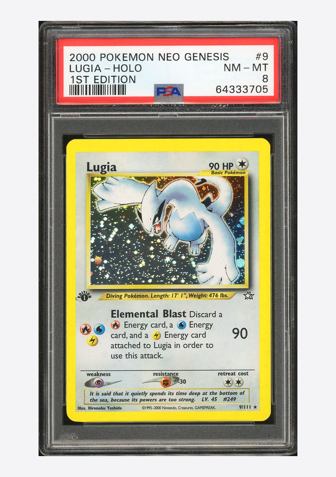 2000 Pokemon Neo Genesis 1st Edition #9 Lugia Holo, graded PSA 8, sold for $6,900 on eBay