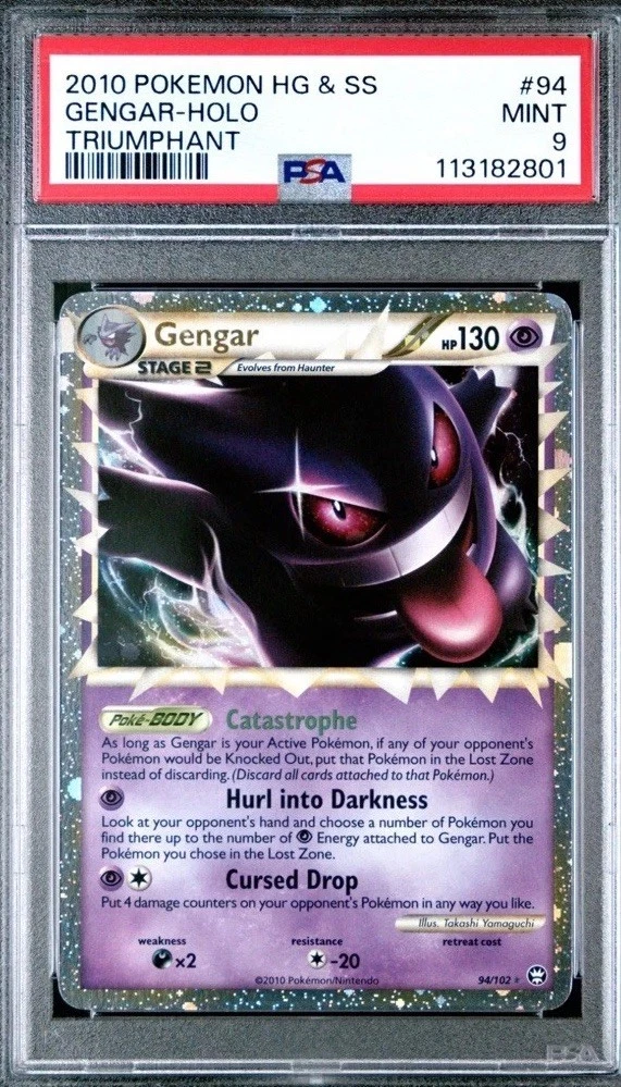 2010 Pokemon HS Triumphant #94 Gengar Holo, PSA 9 — sold for $7,200 on eBay