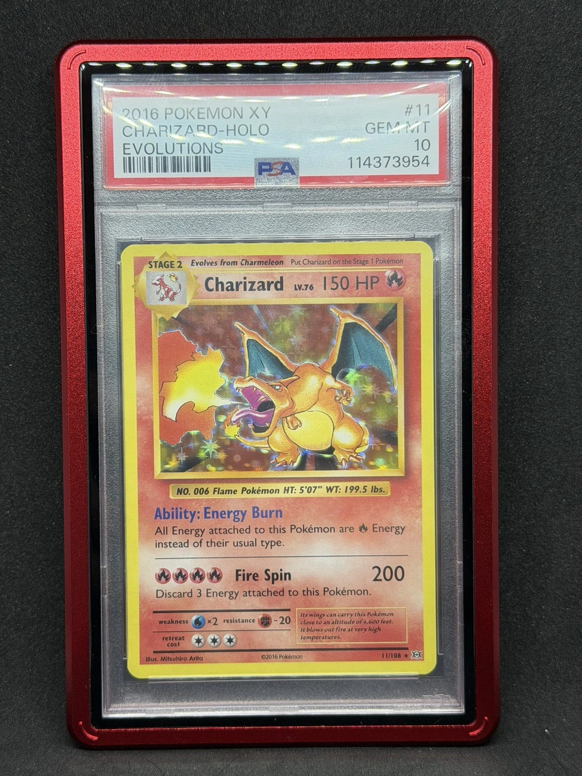 2016 Pokemon XY Evolutions Charizard #11 in a PSA 10 holder — sold for $15,349 on eBay