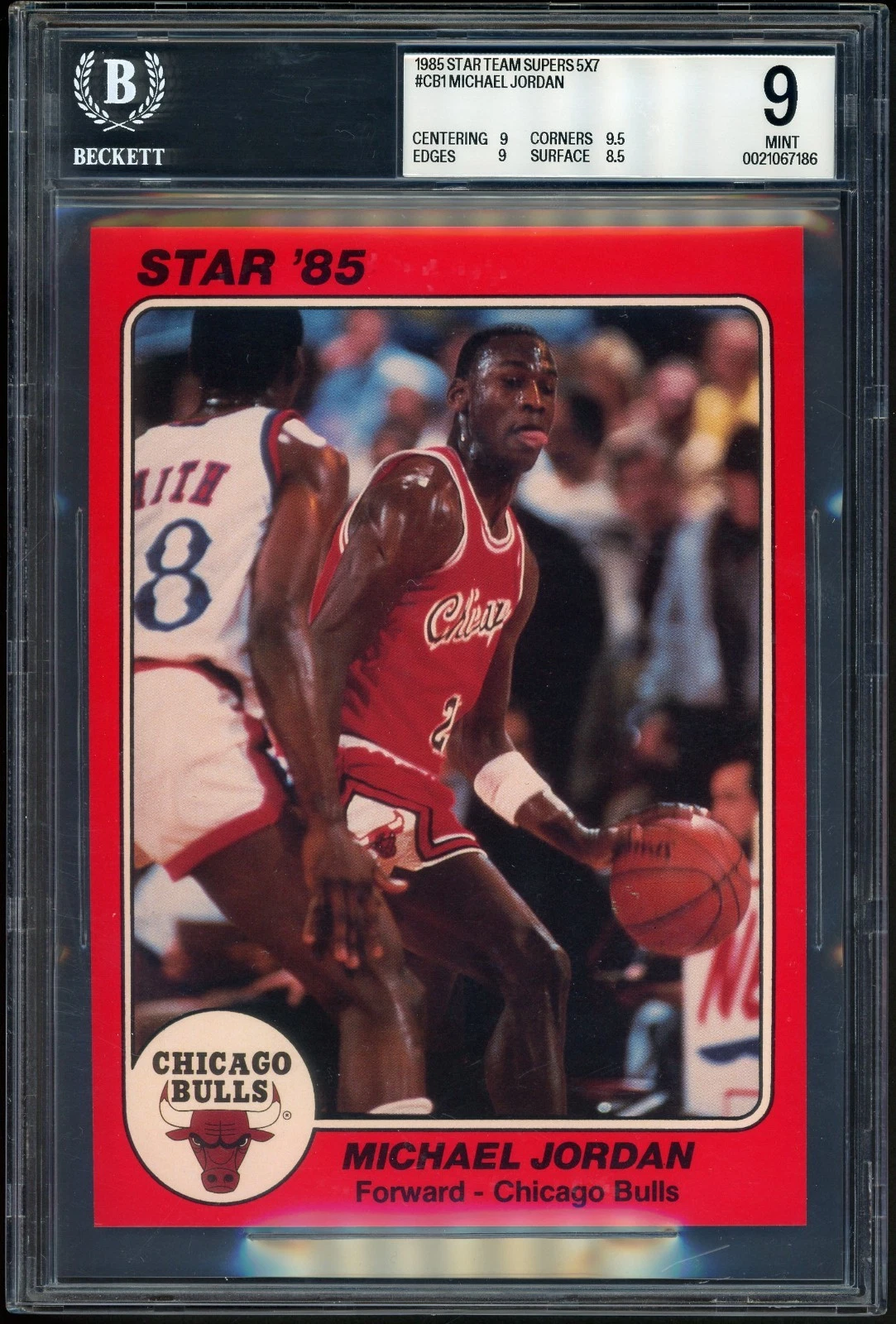 1985 Star Team Supers 5x7 #CB1 Michael Jordan graded BGS 9 — sold for $8,200 on eBay on October 14, 2026