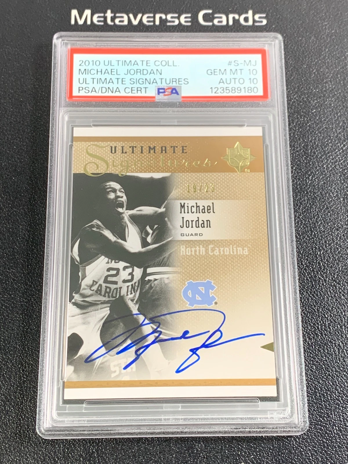 2010 Upper Deck Ultimate Collection Ultimate Signatures Michael Jordan autograph graded PSA 10, hand-numbered 19 of 23 — sold for $14,880 on eBay