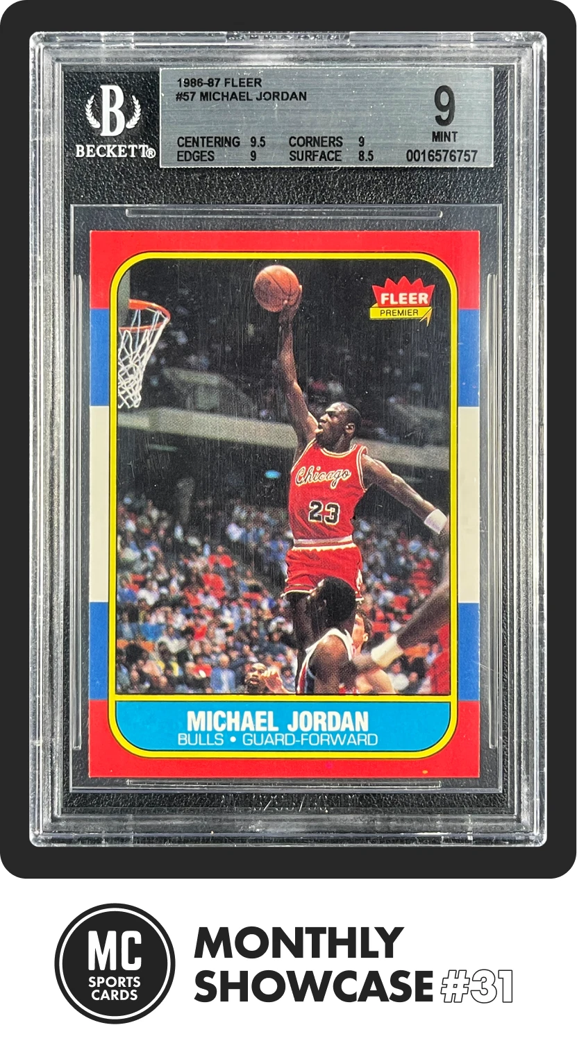 1986-87 Fleer #57 Michael Jordan rookie card in a BGS 9 holder, sold for $23,332.00 on eBay