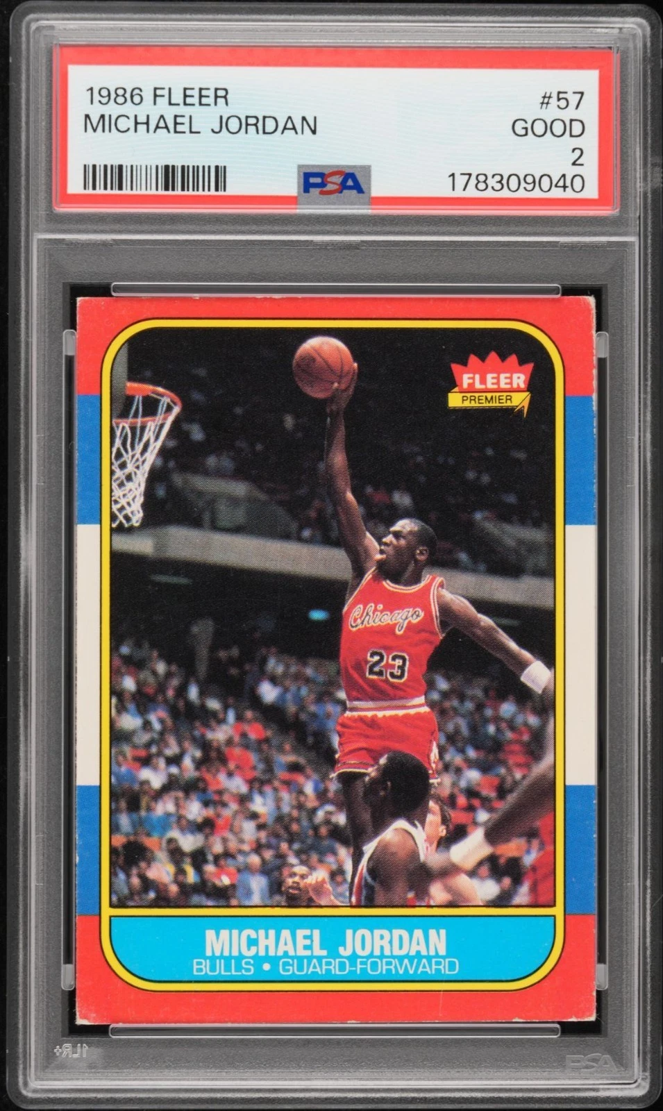 1986 Fleer #57 Michael Jordan, graded PSA 2 — sold for $5,700 on eBay