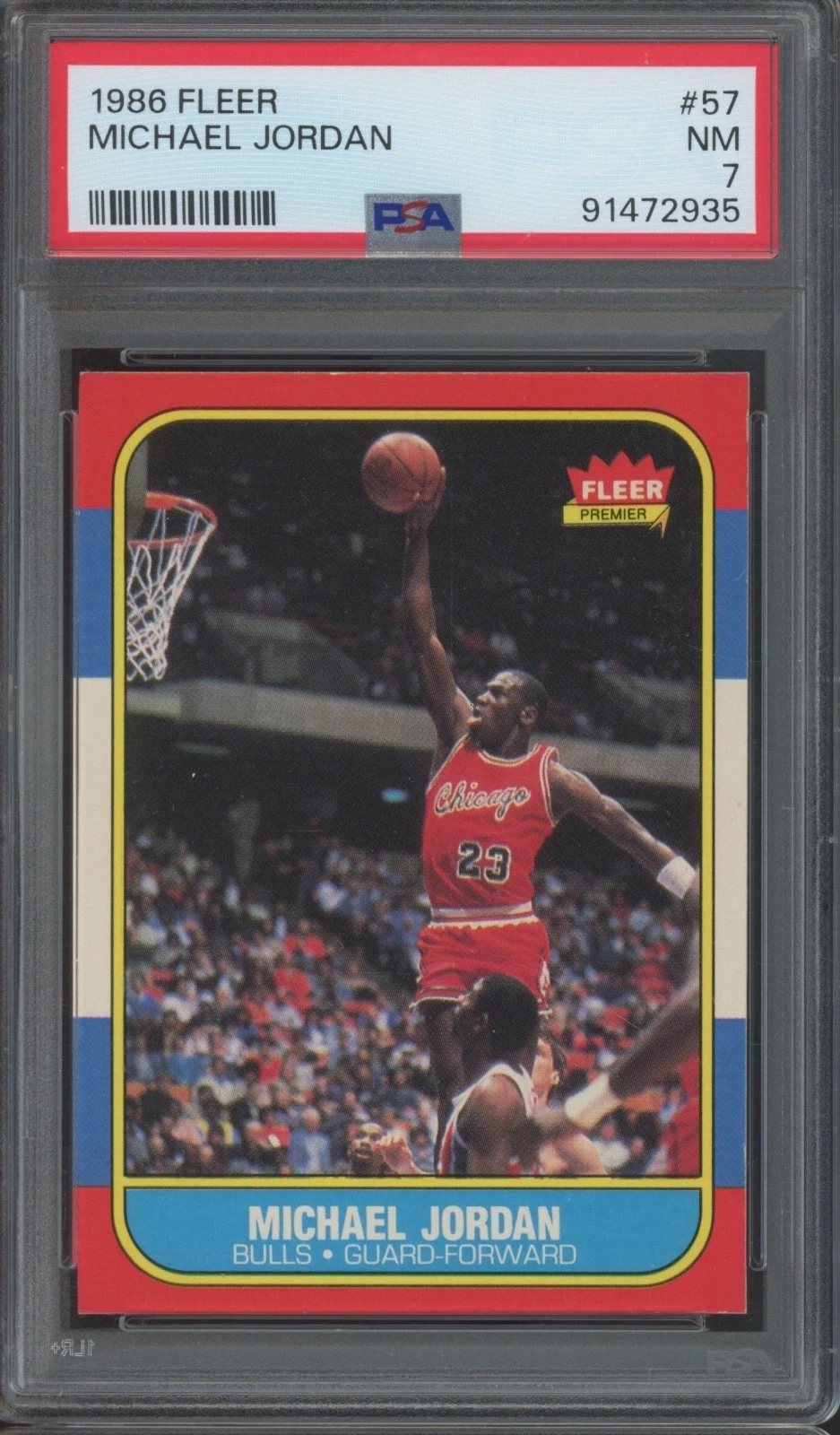 1986 Fleer #57 Michael Jordan, graded PSA 7, sold for $11,100 on eBay
