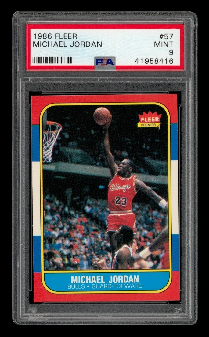 1986 Fleer #57 Michael Jordan graded PSA 9, cert 41958416 — sold for $40,250 on eBay