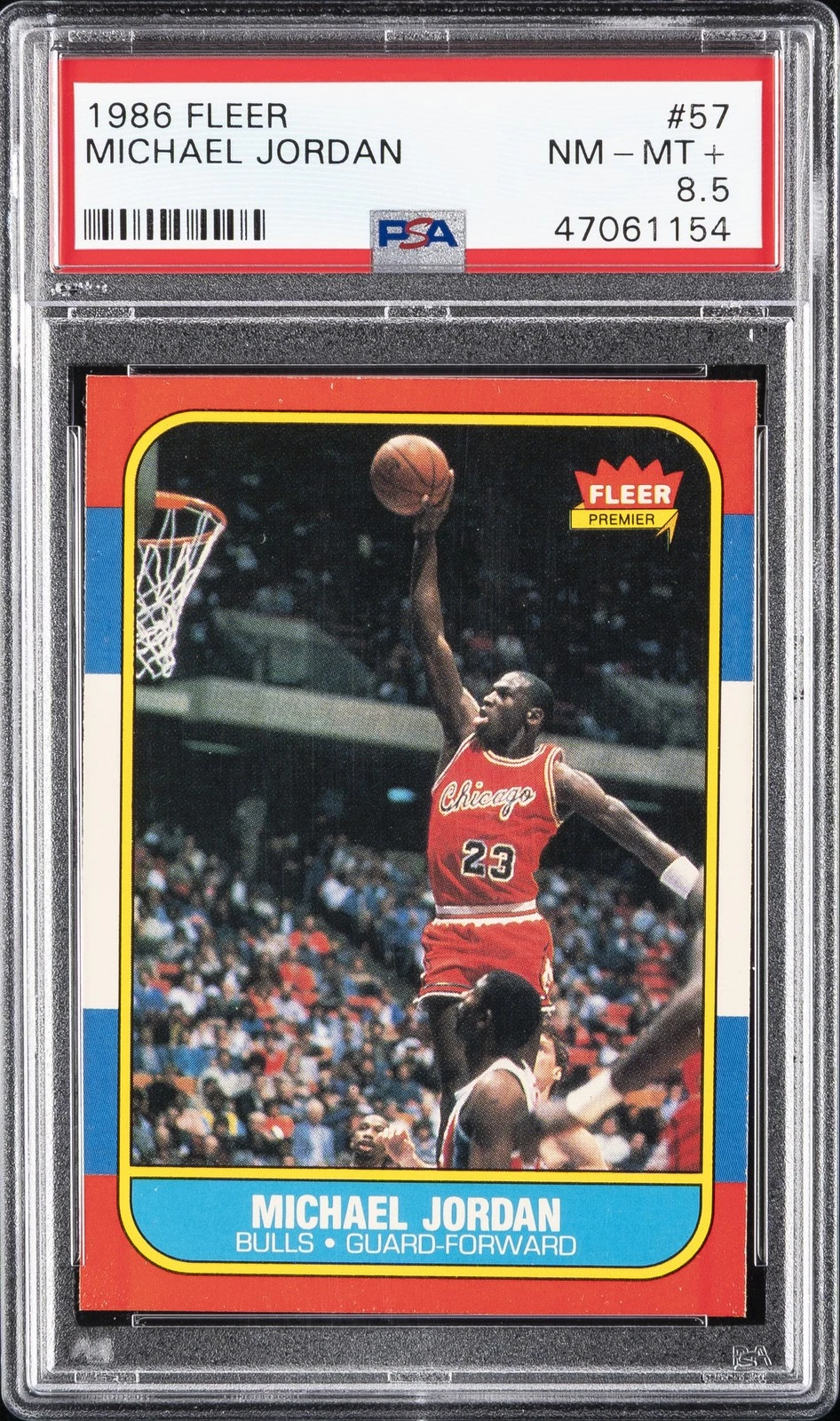 1986 Fleer #57 Michael Jordan rookie card graded PSA 8.5, sold on eBay for $22,250