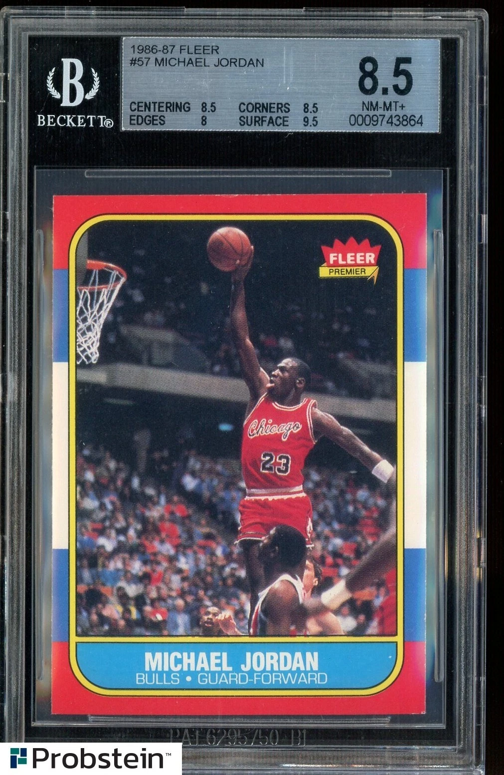 1986-87 Fleer #57 Michael Jordan rookie card graded BGS 8.5 — sold for $16,122 on eBay