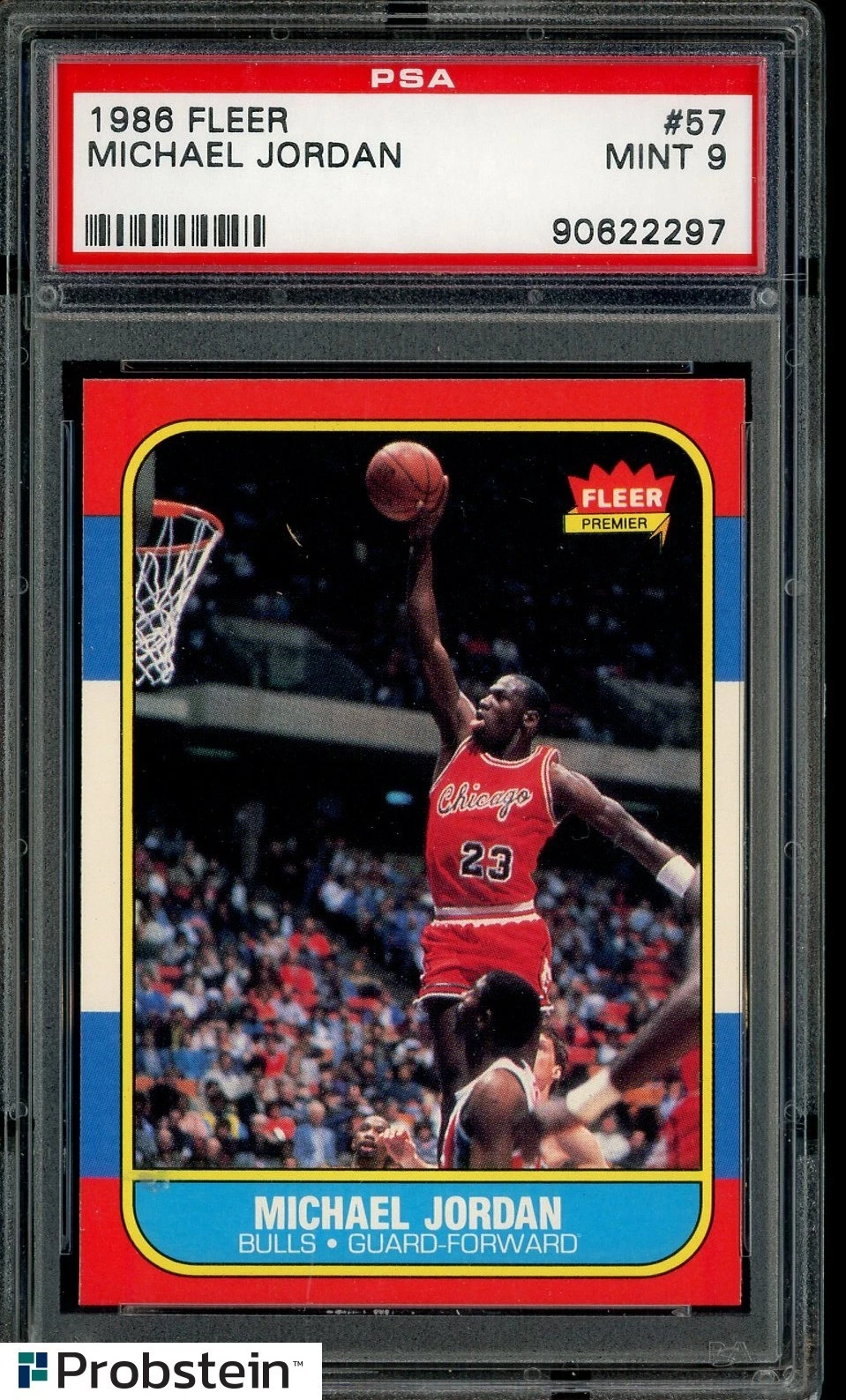 1986-87 Fleer #57 Michael Jordan rookie card graded PSA 9 — sold for $42,200 on eBay