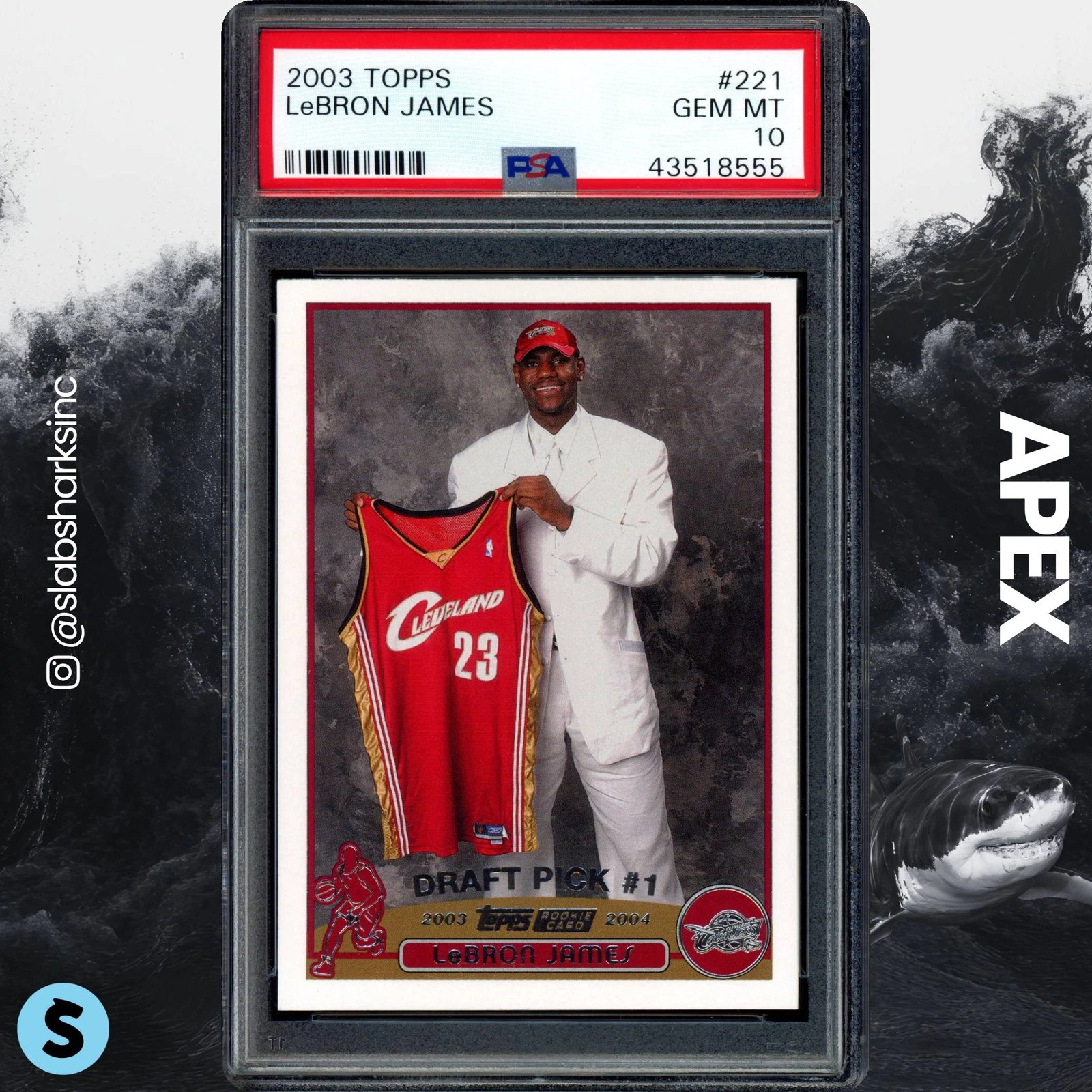 2003 Topps #221 LeBron James rookie card, PSA 10 — sold for $5,075.42 on eBay